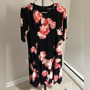 Black and pink floral dress size L Ellen Tracy